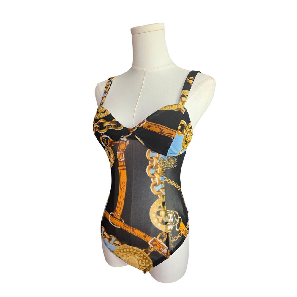 NWT TIMING Multi Print Sheer Bodysuit